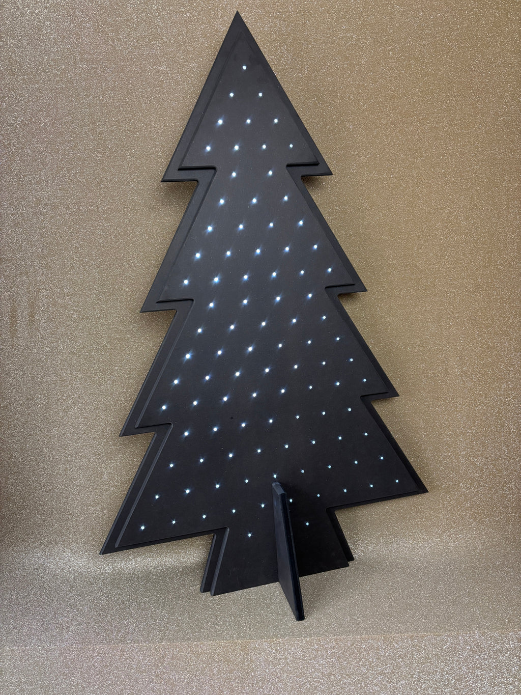 Alternatieve kersboom vol zwart met licht hoogte 119cm